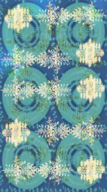 Mavi, bej ve yeşil renkli kristal kar tanesi. Raster illüstrasyonu.