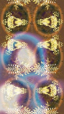 Altın renkte kar tanesinden yapılmış kış deseni. Raster illüstrasyonu. Düz yatıyordu. Kış konsepti.