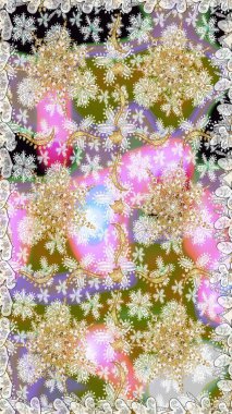 Süslü dekorasyon. Tarafsız renklerdeki altın desenler ve altın elementler. Raster klasik barok çiçeksiz altın desenli. Lüks, kraliyet ve Viktorya dönemi konsepti.