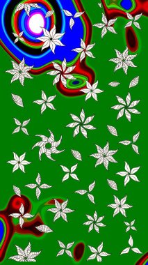 Halk tarzı. Parlak renkli çiçekli ve yeşil yapraklı harika bir çiçek deseni. Modern çiçek arkaplanı. Moda baskıları için zarif bir şablon.