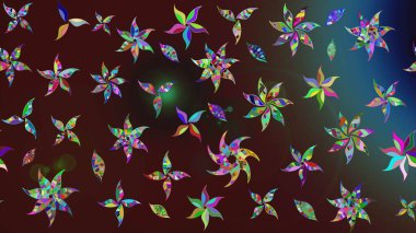 Çiçek ve yapraklı çiçek deseni. Küçük çiçekli şirin bir desen. Raster illüstrasyonu.