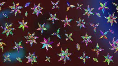 Kahverengi renkli çiçekler. Raster illüstrasyonunda çiçek deseni çizimi.