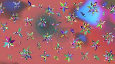 Raster deseni. Pembe renklerde. Soyut çiçek çizim kalıbı arka planı. Raster illüstrasyonu. Küçük çiçekte sevimli çiçek deseni var..