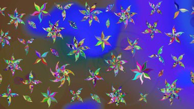 Düz Çiçek Elementleri Tasarımı. Chichi 'nin kumaş kalıbını çiz. Çiçek deseni. Renkli Bahar Teması eskiz kalıbı. Raster illüstrasyonu.