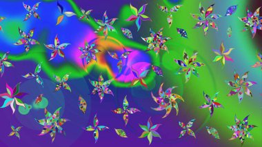 Raster illüstrasyonu. Eskiz stili yeşil renkler. Şirin karalamalı çiçek desenli çizim. Raster illüstrasyonu. El yapımı çiçek ve bitki koleksiyonu.