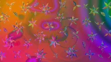 Raster güzel bir çiçek deseni çizmiş. Bahar mevsimi. Tatil havası. Mor renkli çiçekler. Nazik romantik baskı.