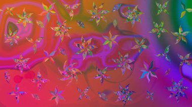 Pembe renkli çiçekler. Raster illüstrasyonu. Çiçek desenli eskiz, vuruşlar, sıçramalar, yaz çiçekleri..