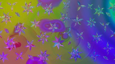 Küçük çiçekli yay deseni çiz. Suluboya tarzında mor renkler üzerinde. Raster illüstrasyonu.