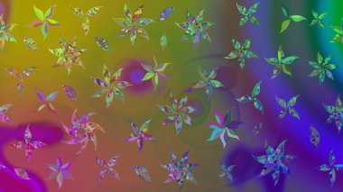 Yeşil renkli etnik çiçeklerle süslenmiş zarif bir eskiz şekli. Raster Çiçek İllüstrasyon Şirin Tekstil.