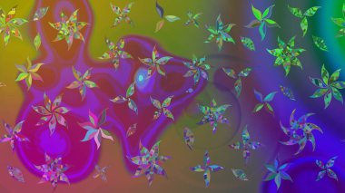Raster deseni. Küçük çiçekteki sevimli çiçek deseni. Mor renklerde. Raster illüstrasyonu. Soyut çiçek çizim kalıbı arkaplanı.