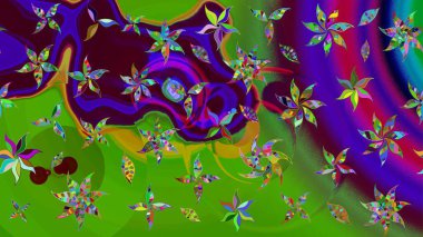Çiçek deseni. Renkli Bahar Teması eskiz kalıbı. Düz Çiçek Elementleri Tasarımı. Raster çizimi. Güzel kumaş deseni..