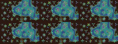 Kahverengi renkli çiçekler. Raster illüstrasyonu. Çiçek desenli çizim. Raster illüstrasyonu. Asya tekstil tarzında.