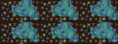 Kahverengi renkli çiçekler. Raster illüstrasyonu. Çiçek desenli çizim. Raster illüstrasyonu. Asya tekstil tarzında.