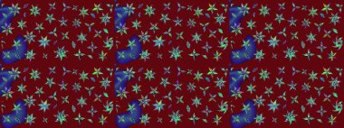 El çizimi çiçekli soyut çizim kalıbı. Kırmızı renkte çiçekler. Raster illüstrasyonu.