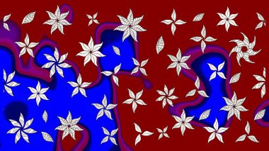 Arka plan dokusu, duvar kağıdı, kırmızı ve mavi renkli çiçek teması. Kabile sanatı boho baskısı, klasik çiçek arkaplanı. Soyut etnik raster çizim kalıbı.