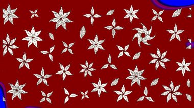 Raster düz çiçek çizim deseni. Hediye ambalaj kağıdı, tebrik kartları, posterler ve pankart tasarımı. Kırmızı renkte çiçekler.