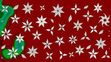 El çizimi çiçek unsurları olan soyut çizim raster deseni. 1950-1960 motifleri. Çiçekli ipek eşarp. Retro tekstil tasarım koleksiyonu. Kırmızı ve nötr kırmızı ve nötr.