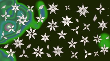 Çiçek ve yapraklı çiçek deseni. Küçük çiçekli şirin bir desen. Raster illüstrasyonu.