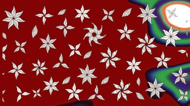 Parlak çiçekli kolaj çiçekleri kırmızı ve nötr. Çiçek tasarımı için inanılmaz bir kolaj cenneti tarzı. Çiçekli zambaklar eskiz arka planı.