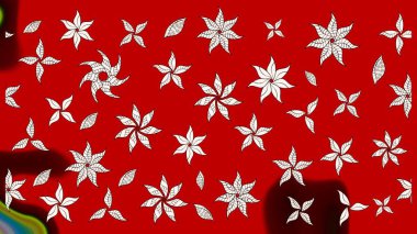 Raster illüstrasyonu. Kibar, yaz çiçekleri kırmızı ve nötr renklerde. Raster çiçek desenli ve çiçekli..