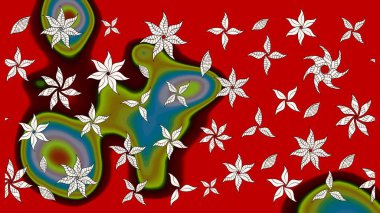 Kırmızı ve kahverengi renkte çiçekler. Renkli Bahar Teması eskiz kalıbı. Çiçek desenli eskiz. Düz Çiçek Elementleri Tasarım Raster illüstrasyonu.