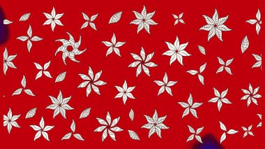 Raster deseni. Bahar çiçekleri dallı desen, kırmızı ve nötr renkler çiçekli siluet.