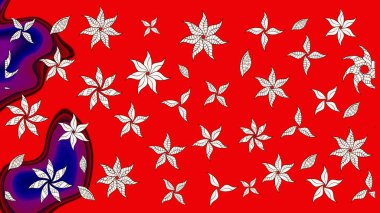 El yapımı çiçek ve bitki koleksiyonu. Raster illüstrasyonu. Raster illüstrasyonu. Şirin karalamalı çiçek desenli çizim. Çizim biçimi kırmızı ve nötr renklerde.