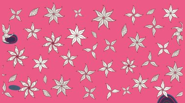 Raster illüstrasyonu. Klasik çiçek tasarımı elementleri. Pembe ve nötr kıvırcık çiçekler pembe ve nötr renklerde şekillenir.