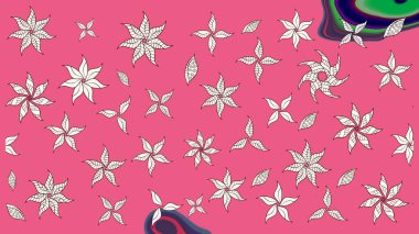 Raster illüstrasyonu. Pembe ve nötr renklerde Asya tekstili. Çiçek desenini çiz.