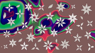 Düz Çiçek Elementleri Tasarımı. Renkli Bahar Teması eskiz kalıbı. Raster illüstrasyonundaki çiçek desenli çizim. Süslü kumaş deseni.