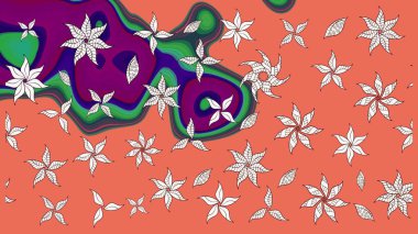 Yumuşak, bahar çiçekli arka plan. Çiçekli karalama şeklinde Raster çiçek deseni. Turuncu ve nötr renkte çiçekler.