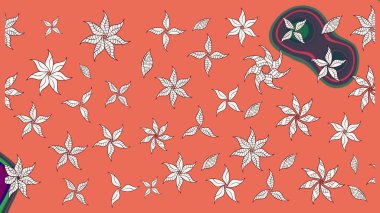 Nazik, narin çiçek arkaplanı. Çiçekli karalama şeklinde Raster çiçek deseni. Turuncu ve nötr renkte çiçekler.