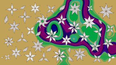 Yumuşak, bahar çiçekli arka plan. Çiçekli karalama şeklinde Raster çiçek deseni. Sarı ve yeşil renkte çiçekler.