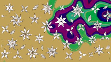 Düz Çiçek Elementleri Tasarımı. Çiçek desenli eskiz, yaz çiçekleri. Sarı ve nötr renklerde çiçekler. Renkli Bahar Teması çizim şablonu.