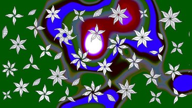 Düz Çiçek Elementleri Tasarımı. Süslü kumaş deseni. Raster illüstrasyonundaki çiçek desenli çizim. Renkli Bahar Teması çizim şablonu.