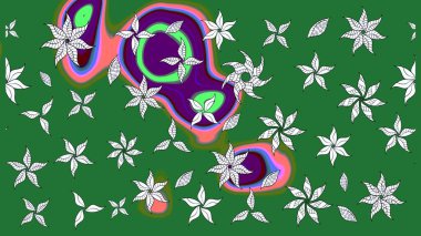 Düz Çiçek Elementleri Tasarımı. Raster. Renkli Bahar Teması çizim şablonu.