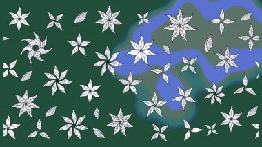 Raster illüstrasyonu. Küçük çiçekteki sevimli çiçek deseni. Yeşil ve nötr renklerde yaz çiçekleri. Raster deseni.