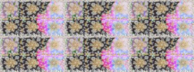 El yapımı dekoratif çerçeve, albüm kapağı, tebrik kartı, klasik Art deco tarzı. Raster soyut çiçek çelengi altın karalama fantezi yaprakları ve gri renkli çiçekler.