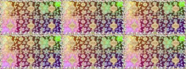 Tarafsız renklerde, altın elementlerle kusursuz desen. Raster illüstrasyonu. Geleneksel oryantasyon süsü. Klasik klasik klasik arka plan. Kusursuz klasik raster altın desenli.