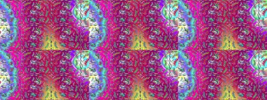 Renkli Bahar Teması eskiz kalıbı. Raster illüstrasyonu. Mor, morumsu ve mavi renkli çiçekler. Düz Çiçek Elementleri Tasarımı. Asya tekstil tarzında. Çiçek desenini çiz.