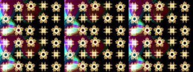 Raster illüstrasyonu. Kar taneli siyah, kahverengi ve sarı renkler. Renkli arka planda izole tatlı kar taneleri.