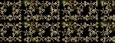 Raster illüstrasyonu. Siyah, kahverengi ve gri kar taneleri. Kar tanelerinin soyut arkaplanlı Noel şablonu. Noel ve Yeni Yıl moda baskıları için tatil tasarımı.