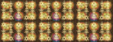 Kar taneleri radyal kahverengi, nötr ve sarı renkler. Renkli arka planda güzel kar taneleri. Raster illüstrasyonu..