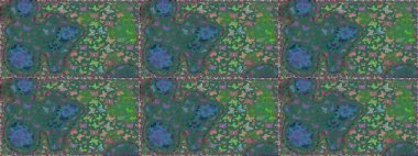 Kusursuz desen. Mavi ve yeşil arka plandaki suluboya kelebeklerin. Raster. Raster illüstrasyonu. Web sayfası arkaplanları, duvar kağıtları, tekstil, yüzey dokuları için mükemmel.