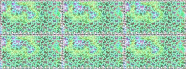 Kusursuz renksiz desen. Mistik, semboller. Tekrarlanan karalamalar. Mavi ve yeşil arkaplanda el çizimi.