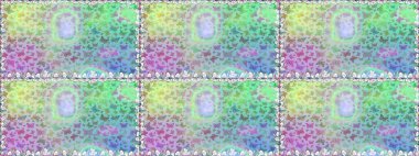 Kart, baskı ve davetiye için basit kadınsı bir model. Tarafsız ve mavi arka planda renkli kelebek koleksiyonu. Kağıt, kumaş ve ambalaj için uygun. Kusursuz. Raster illüstrasyonu.