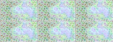 Raster illüstrasyonu. Tarafsız ve yeşil suluboya kelebeklerinde şeffaf deniz mavisi deseni. Yazdırmayı tekrarla. Sonsuz.