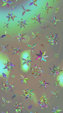 Düz Çiçek Elementleri Tasarımı. Raster güzel kumaş deseni çiziyor. Çiçek deseni. Renkli Bahar Teması çizim şablonu.