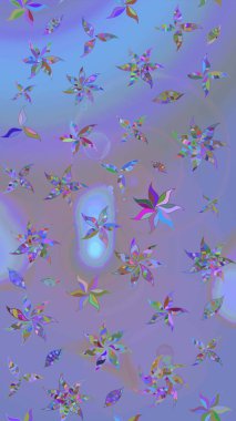 Mor ve mavi renkte zarif çiçekli suluboya. Raster illüstrasyonu. Renkli Bahar Teması eskiz kalıbı. Düz Çiçek Elementleri Tasarımı.