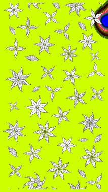 Raster illüstrasyonu. Yeşil ve beyaz renkli çiçekler. Küçük çiçekte sevimli çiçek deseni var..